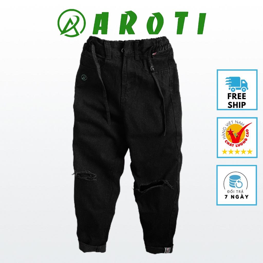 Quần Jean Nam Nữ Unisex Ống Rộng AROTI Rách Gối Chất Vải Dày Dặn Đẹp Cao Cấp Dáng Suông Thể Thao Trẻ Trung J604-Đ