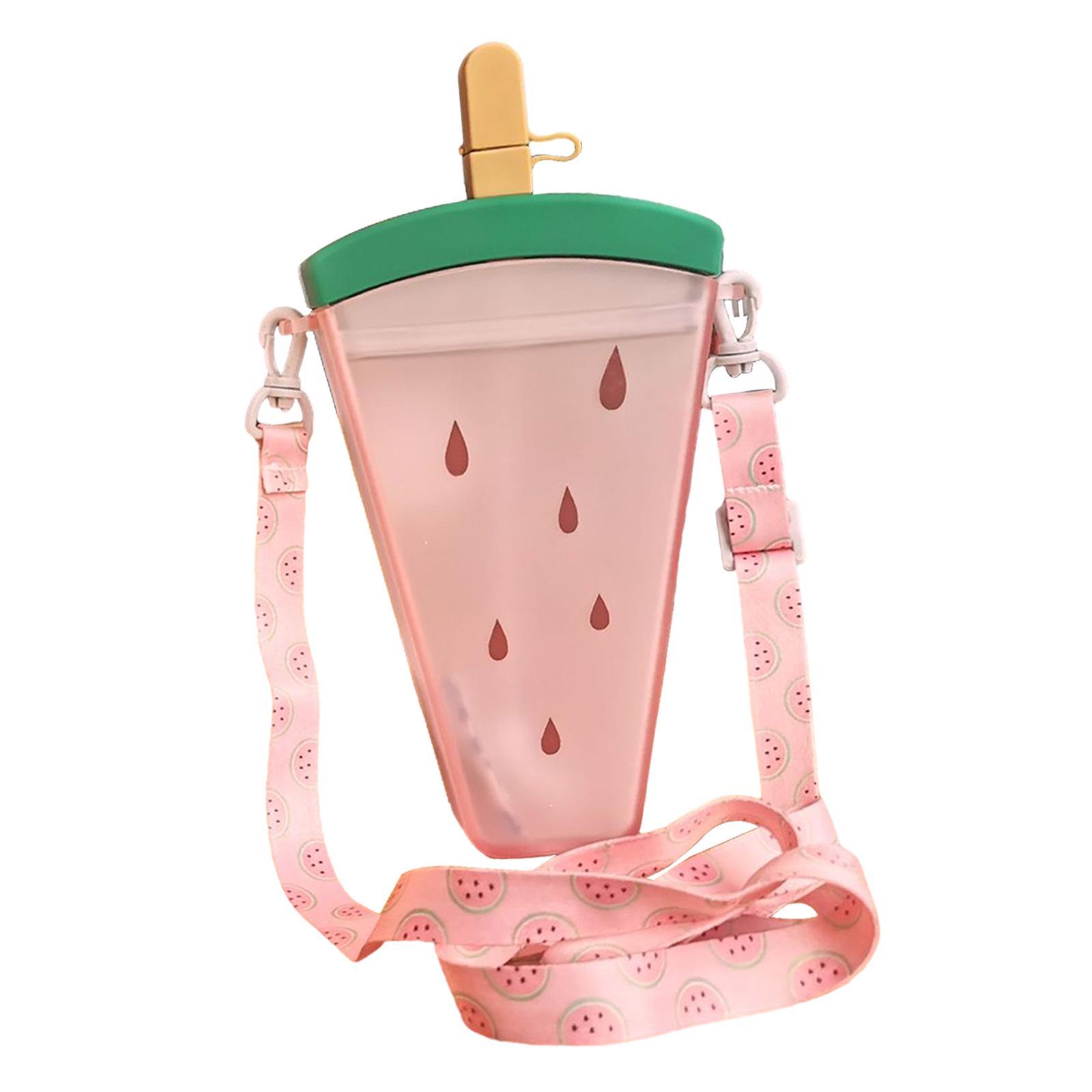 Water Bottle with Sucking Tube Girls Drinking Bottle Creative 320ml Practical Ice Cream Water Bottle for Sports Fishing Street Summer Birthday Gift
