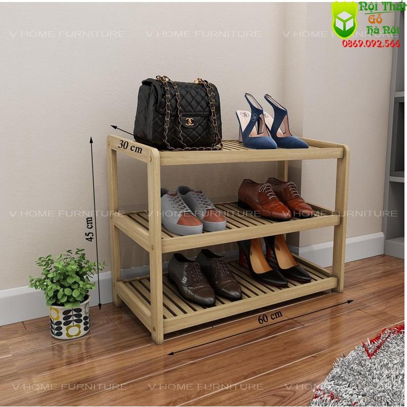 Kệ Giày ,Kệ Dép 3 Tầng Rộng 62 cm Gỗ Tự Nhiên Cao Cấp