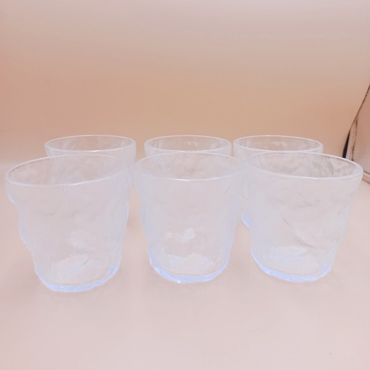 Bộ 6 Cốc Thủy Tinh decor chịu nhiệt vân nhám phong cách Hàn Quốc dung tích 290 ml cao cấp