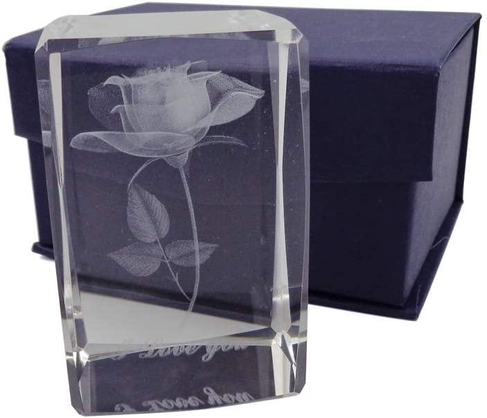 Khắc hoa hồng pha lê 3D I Love You Đồ trang trí chặn giấy lưu niệm