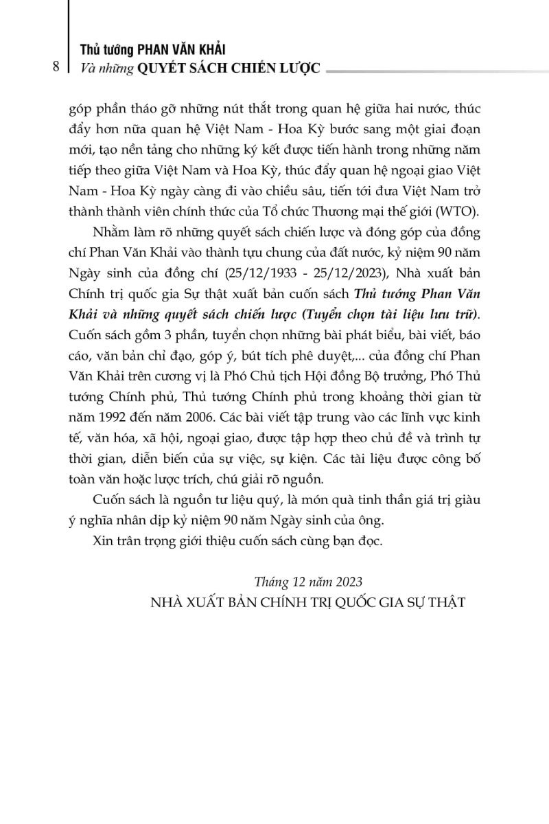 Thủ Tướng Phan Văn Khải Và Những Quyết Sách Chiến Lược - ST