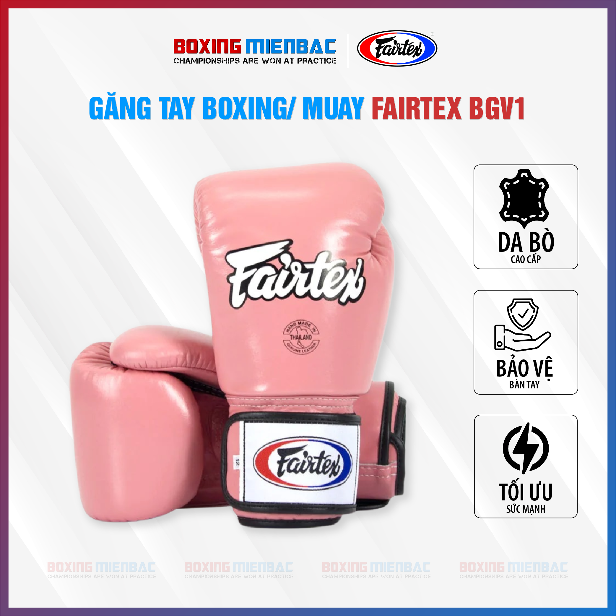 Găng Tay Fairtex Bgv1 Tight Fit Muay Thai/Boxing Gloves - Boxing/ MuayThai/ Kickboxing Training/ Hồng