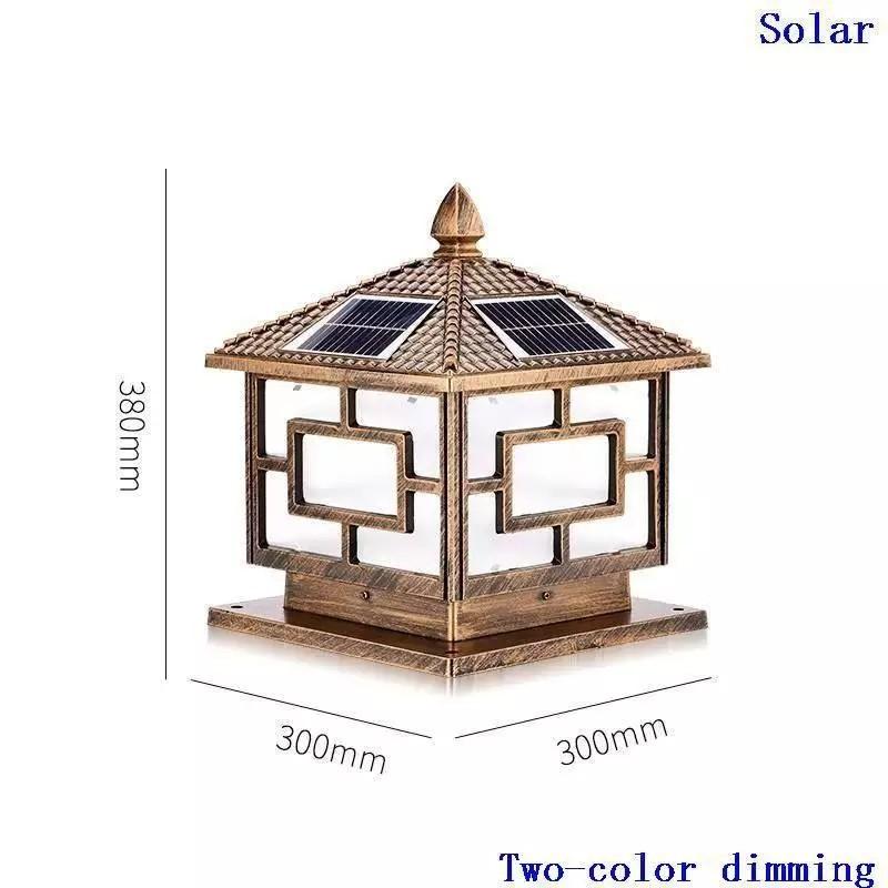 Đèn Trụ Cổng Năng Lượng Mặt Trời, Kết Hợp Dùng Điện 220V Chống Nước Cao Cấp Kích thước 30x30