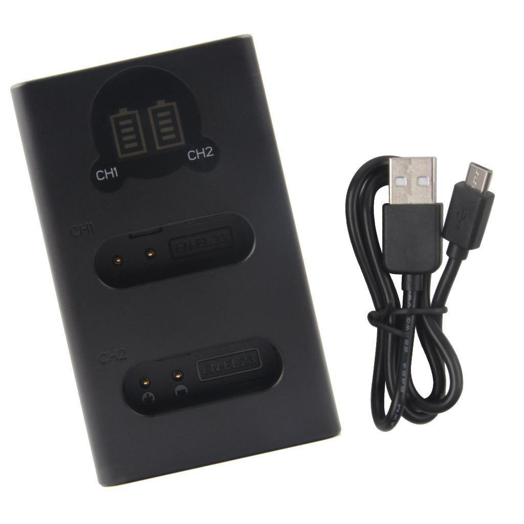 Camera Battery Charging Station 2 Slot Charger with LCD Display for ENEL23