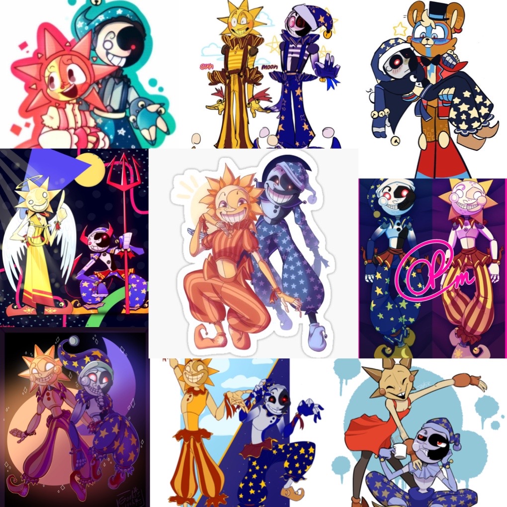 Sticker dán sun and moon 30-60ảnh khác nhau/ Sticker Game five nights