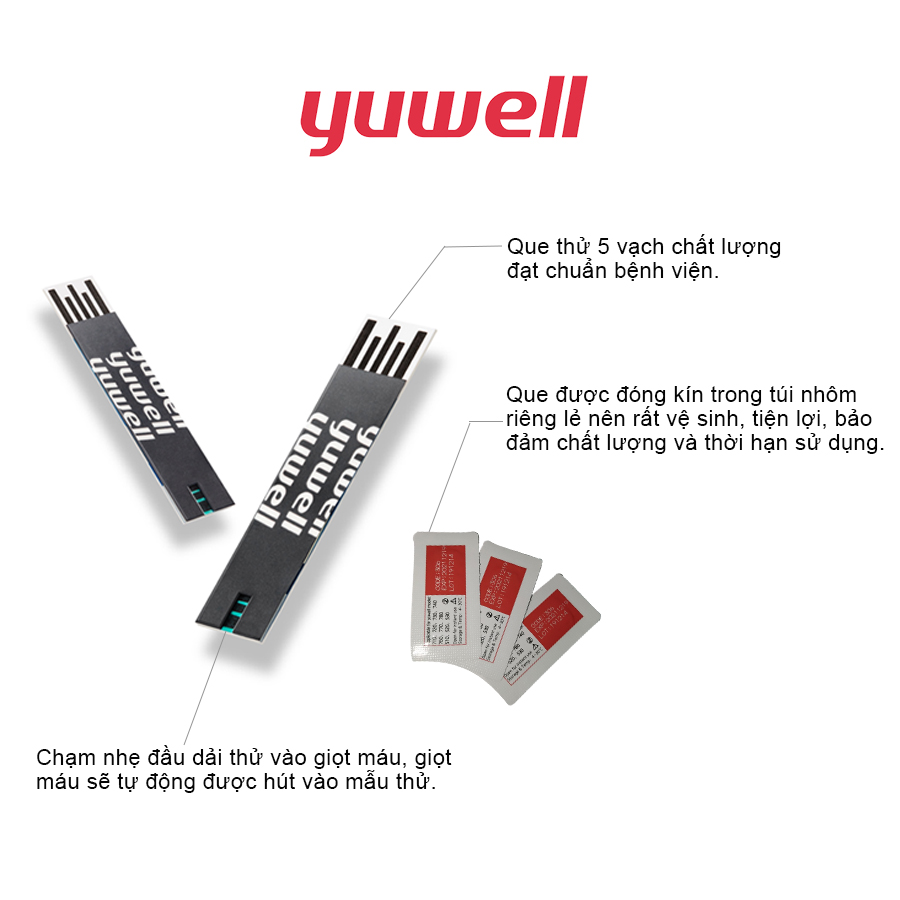 Máy đo đường huyết điện tử YUWELL Accusure 710 tặng kèm theo 10 kim lấy máu +10 que thử đường huyết - bảo hành trọn đời