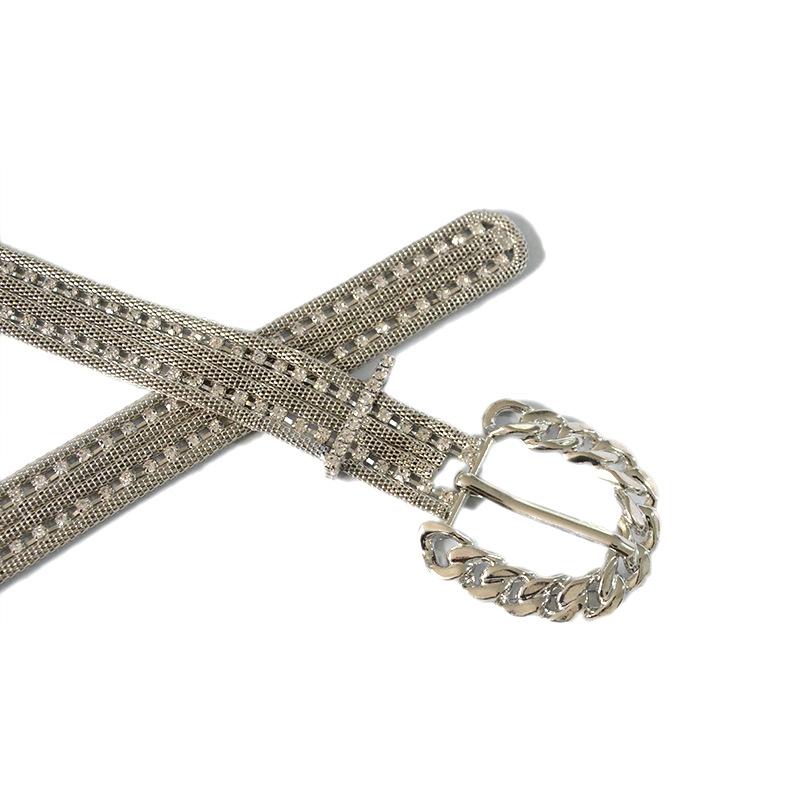 Năm 2021 Thời Trang Nữ Dây Da Cá Tính Không Chính Thống Trang Trí Dây Kim Loại Dây Kim Cương Giả Dát Kim Cương Dây Còn Hàng