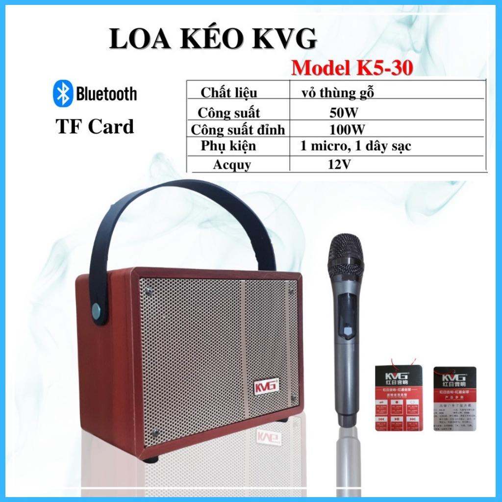 Loa karaoke KVG K5-30 xách tay mini du lịch tiện lợi Tặng kèm 1 micro không dây Đầy đủ kết nối Bluetooth, AUX,TF card
