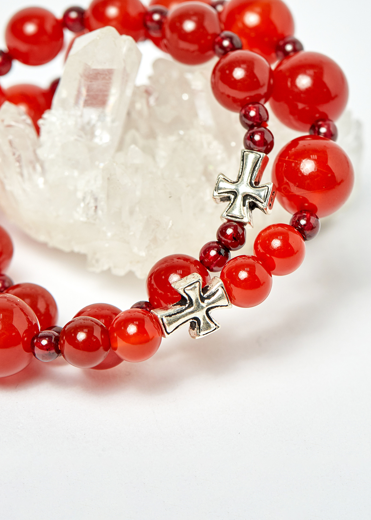 Cặp Vòng Chuỗi Mân Côi Mẹ Và Bé Đá Mã Não Đỏ Ni 52, Ni 40 - Ngọc Quý Gemstones