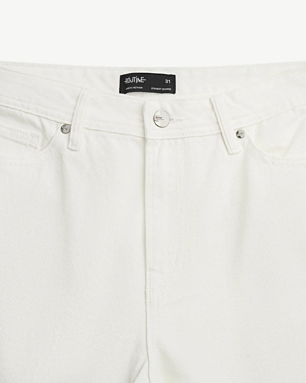 Quần denim nam / Quần jean màu Trắng thêu túi sau Form Straight cropped - RT 10S25DPA011 | ROUTINE CÀ MAU