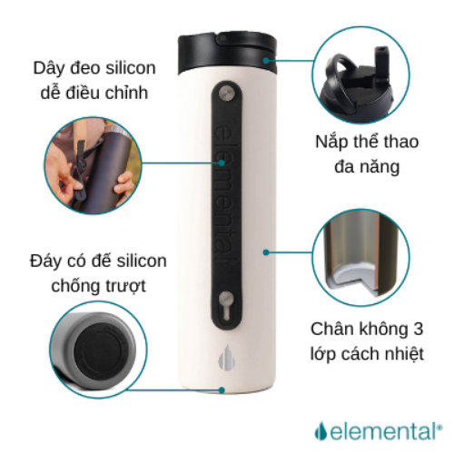 BÌNH GIỮ NHIỆT ICONIC SPORT ELEMENTAL , BÌNH NHẬP KHẨU MỸ, ĐẠT CHUẨN FDA HOA KỲ, THÉP 304 KHÔNG GỈ, GIỮ NÓNG LẠNH