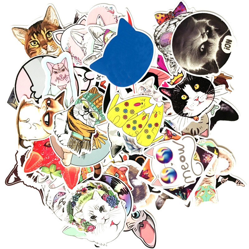 Sticker 50 miếng hình dán Cat collection - hàng nhập khẩu