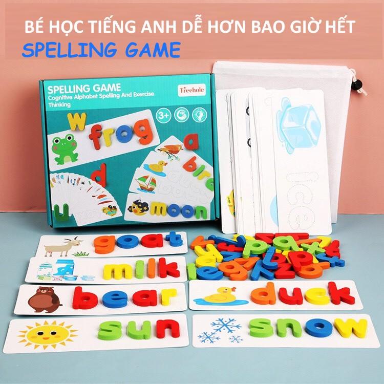 Bộ ghép chữ đánh vần tiếng Anh Spelling game bằng gỗ giúp bé học tiếng Anh cực dễ