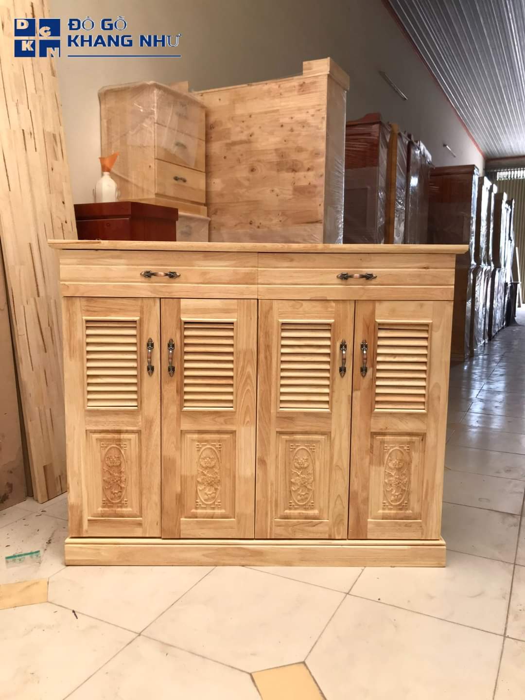 Tủ giày dép 1M 2 bằng gỗ cao su