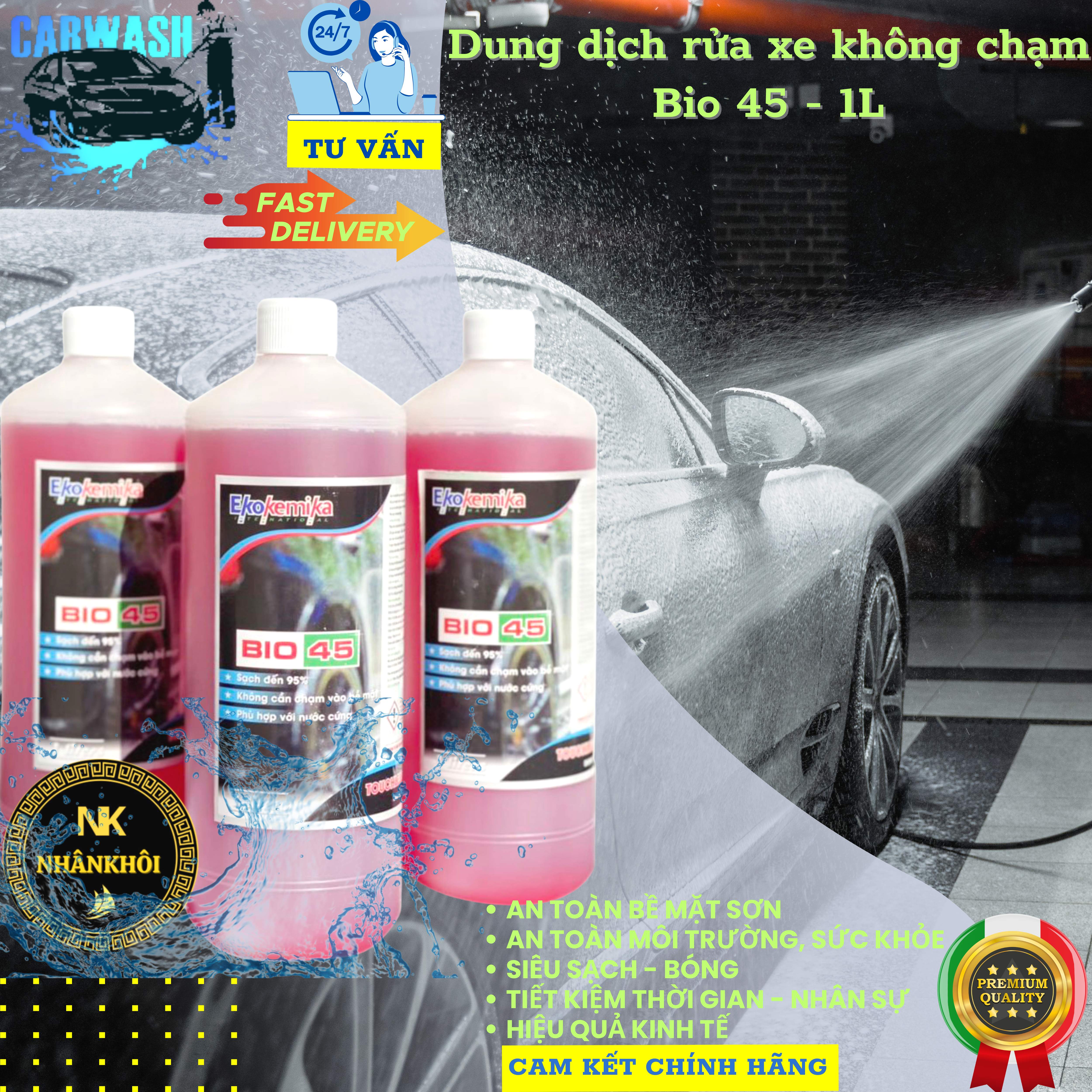 Bio 45 - 5 lít tặng kèm bình Bio 45 -1 lít - Dung dịch rửa xe không chạm - Nước rửa xe bọt tuyết - Ekokemika