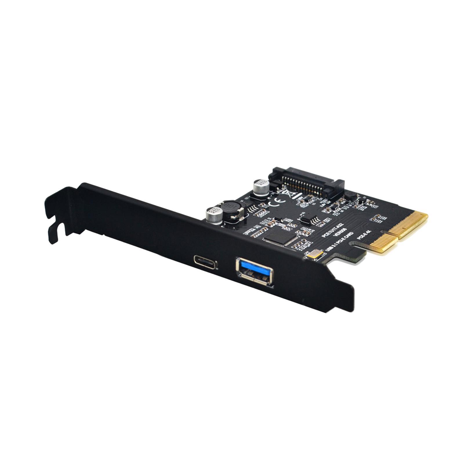 Pci-e to USB 3.1 10 Gbps USB A + USB C Expansion Card Components Easy to Install High Performance Adapter Card for Computer