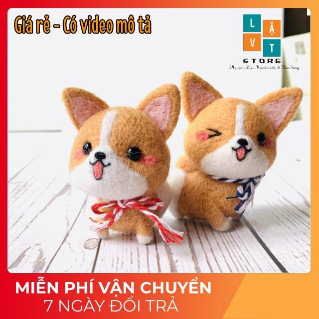 Bộ len chọc Hình Chó Corgi giành cho người mới bắt đầu - Handmade, chọc len, len thô