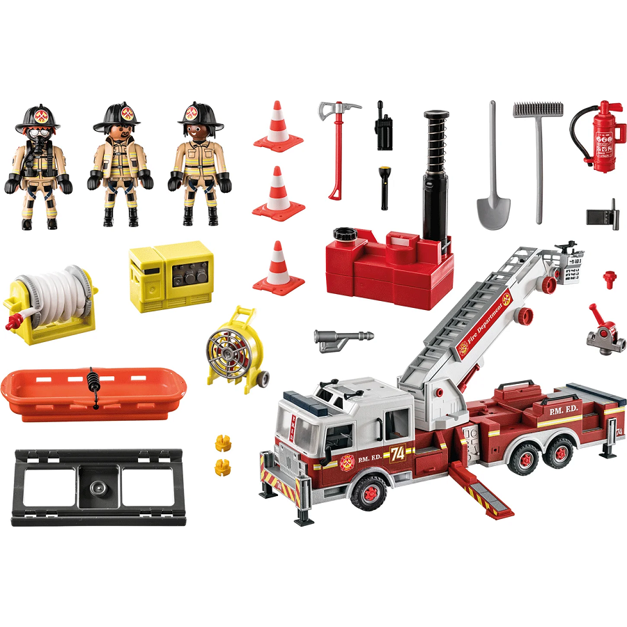 Đồ chơi mô hình Playmobil Xe thang chữa cháy 113pcs