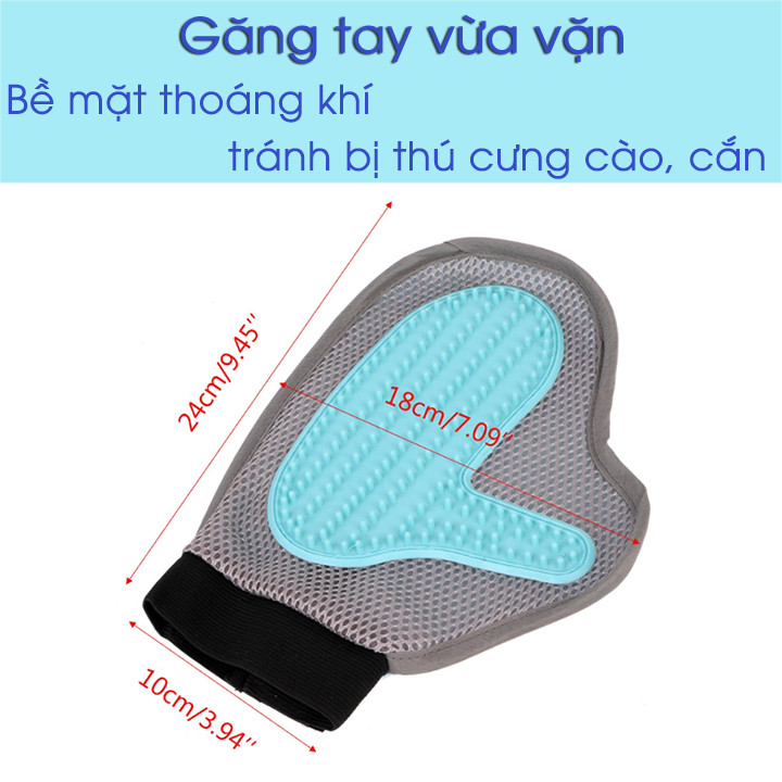 Găng tay chải lông massage và tắm cho thú cưng