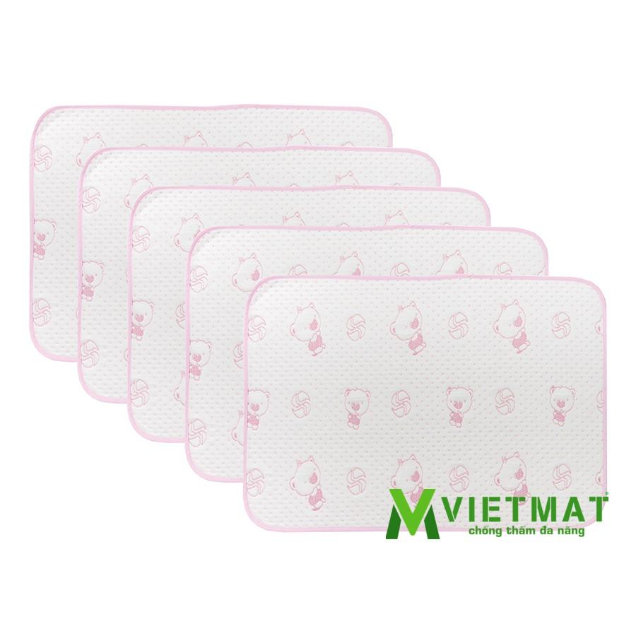 Combo 5 tấm size 50x70cm - Tấm lót chống thấm cotton 4 lớp VIETMAT, hàng Việt Nam chất lượng cao