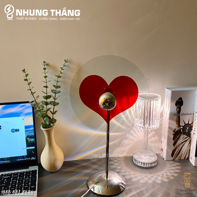 Đèn Bàn Hình Trái Tim Ánh Sáng Siêu Đẹp DB-920 - Decor Trang Trí Căn Phòng Lãng Mạn - Có Video