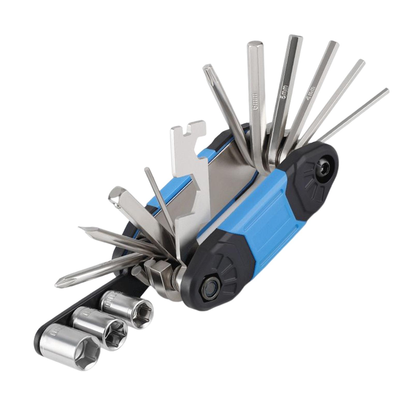 16 in 1 Bike Tire Repair Wrench Tool Multifunctional for Travel Repairing