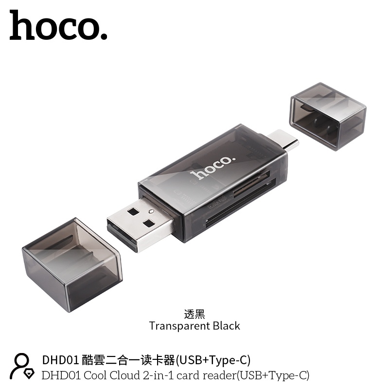 Đầu đọc thẻ nhớ đa năng TF SD 2 trong 1 tiện lợi 1 đầu USB, 1 đầu typec 480Mbps Hỗ trợ dung lượng 2TB - hàng chính hãng