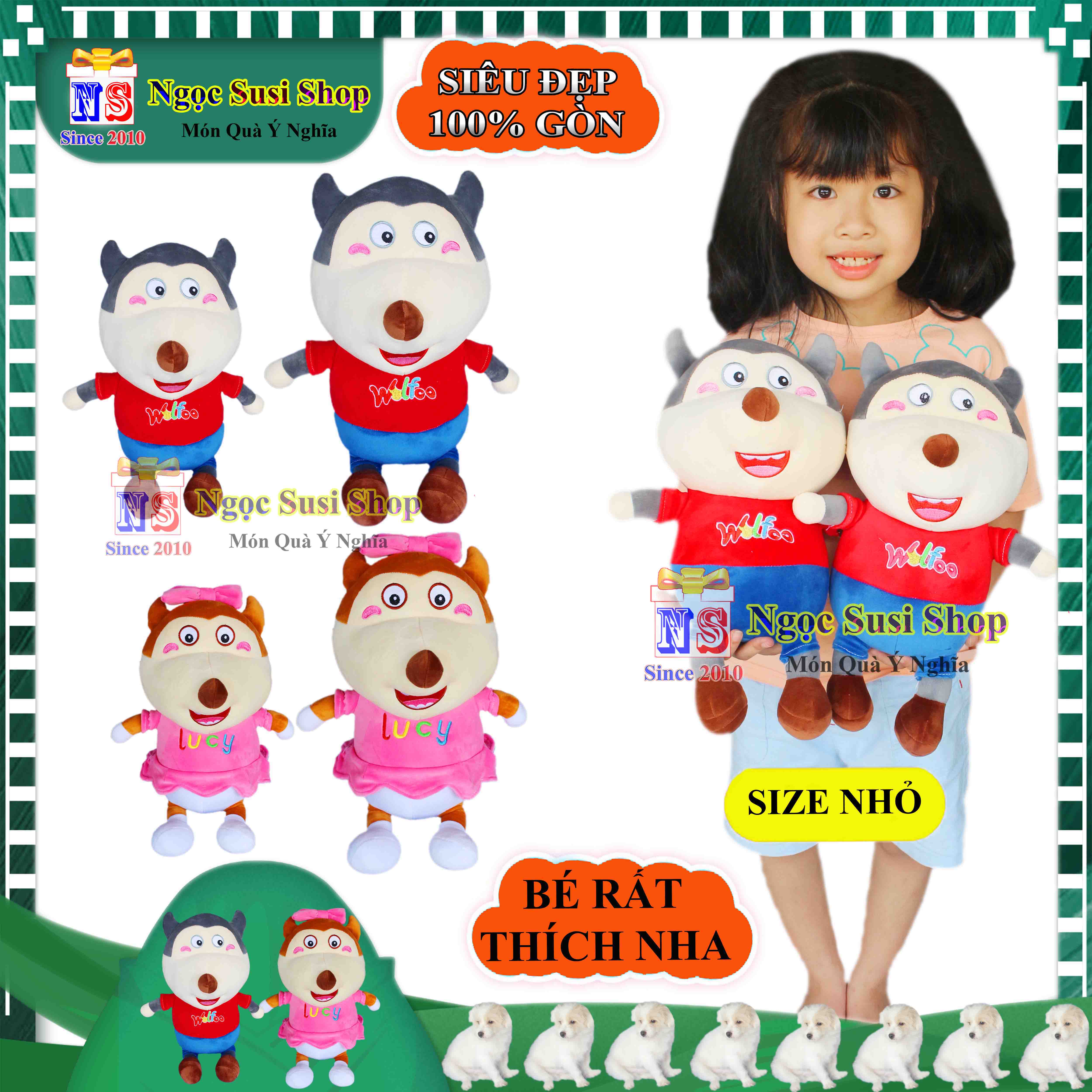 GẤU BÔNG CHÓ SÓI WOLFOO & LUCY SIÊU DỄ THƯƠNG CHO BÉ YÊU - THÚ BÔNG CHÓ SÓI