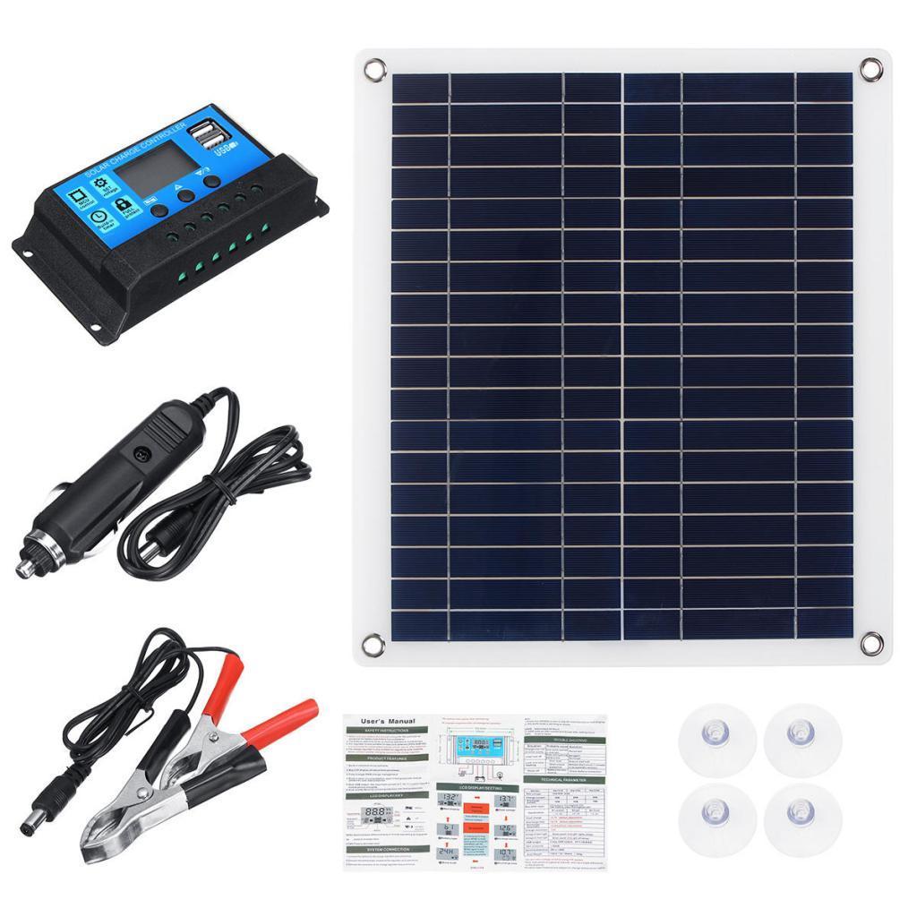 18V 20W Solar Panel Kit w/ Charge Controller Portable for Boat RV Camp