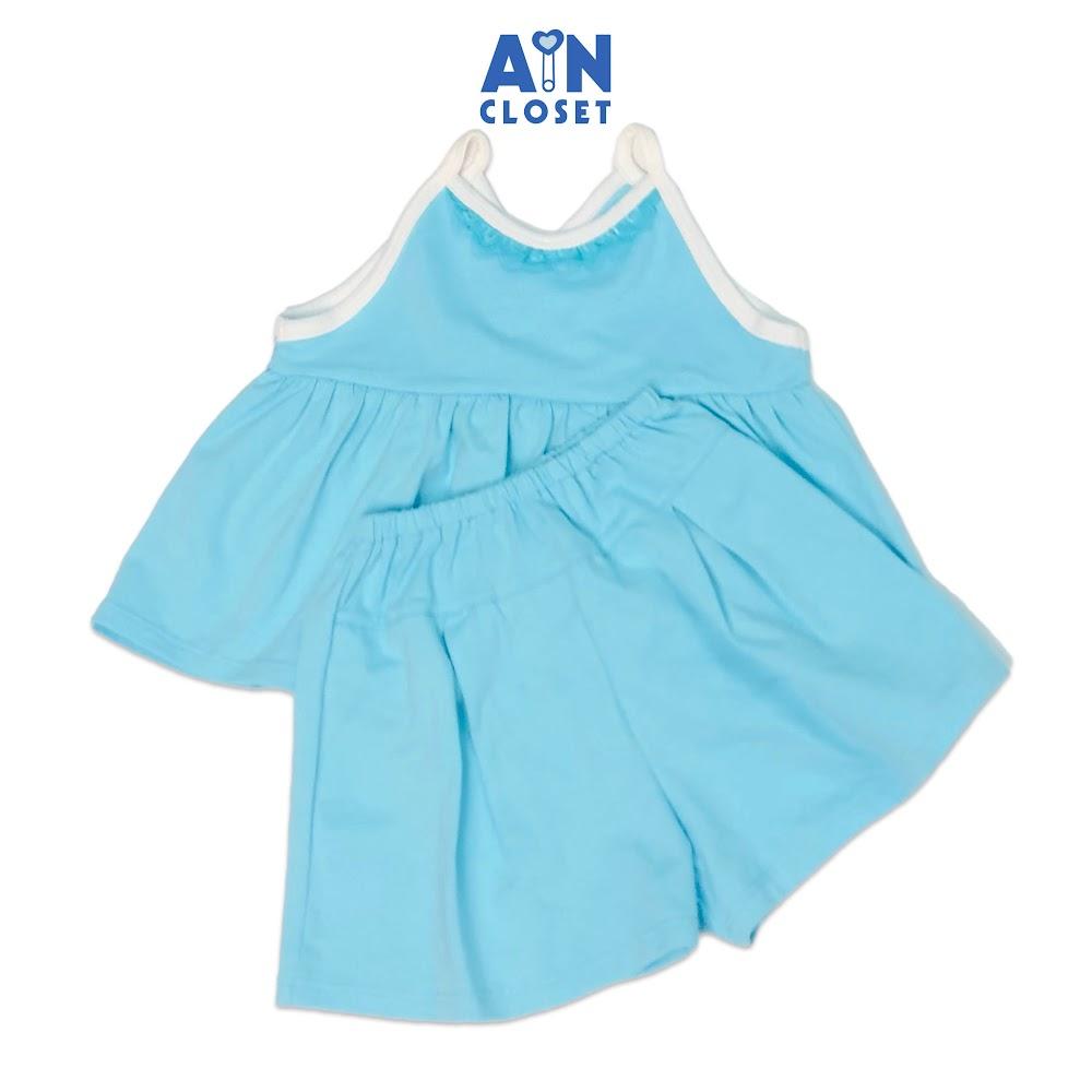 Bộ quần áo ngắn bé gái Xanh sky sát nách thun cotton - AICDBG6NPY7Z - AIN Closet