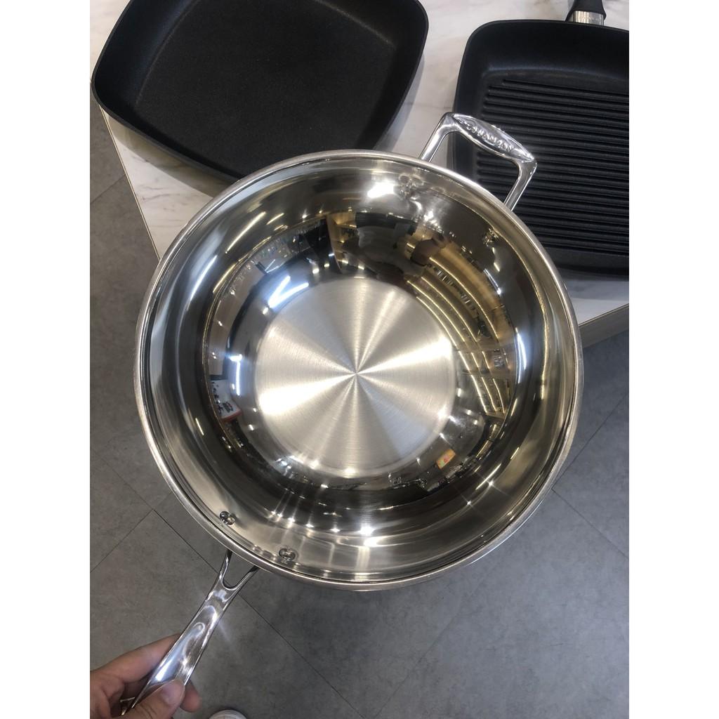 Chảo xào inox đáy từ cao cấp Scanpan Impact 32cm, thiết kế 3 lớp, inox 18/10 an toàn sức khỏe, hàng chính hãng 71303200
