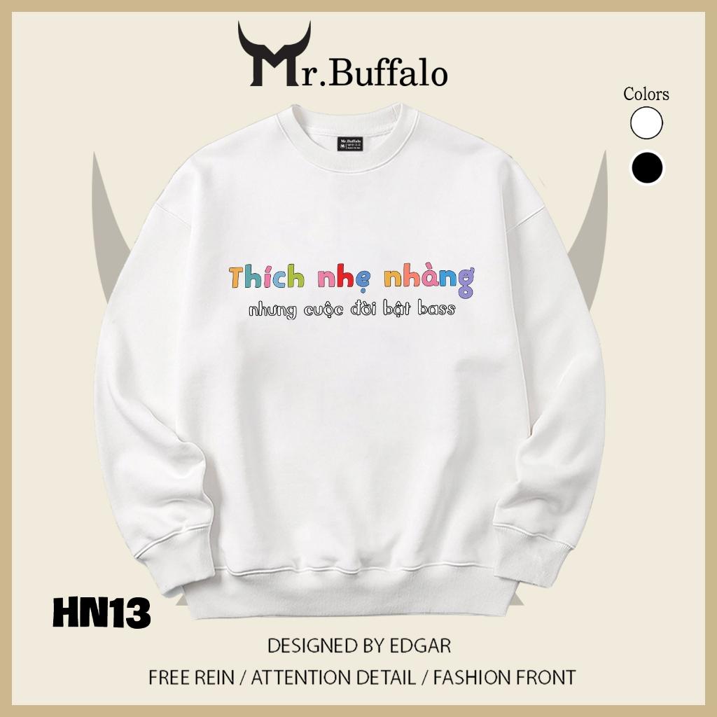 Áo sweater thu đông form rộng in hình hài hước "Mỏ Hỗn" Mr.buffalo - [HN10] Áo Đen
