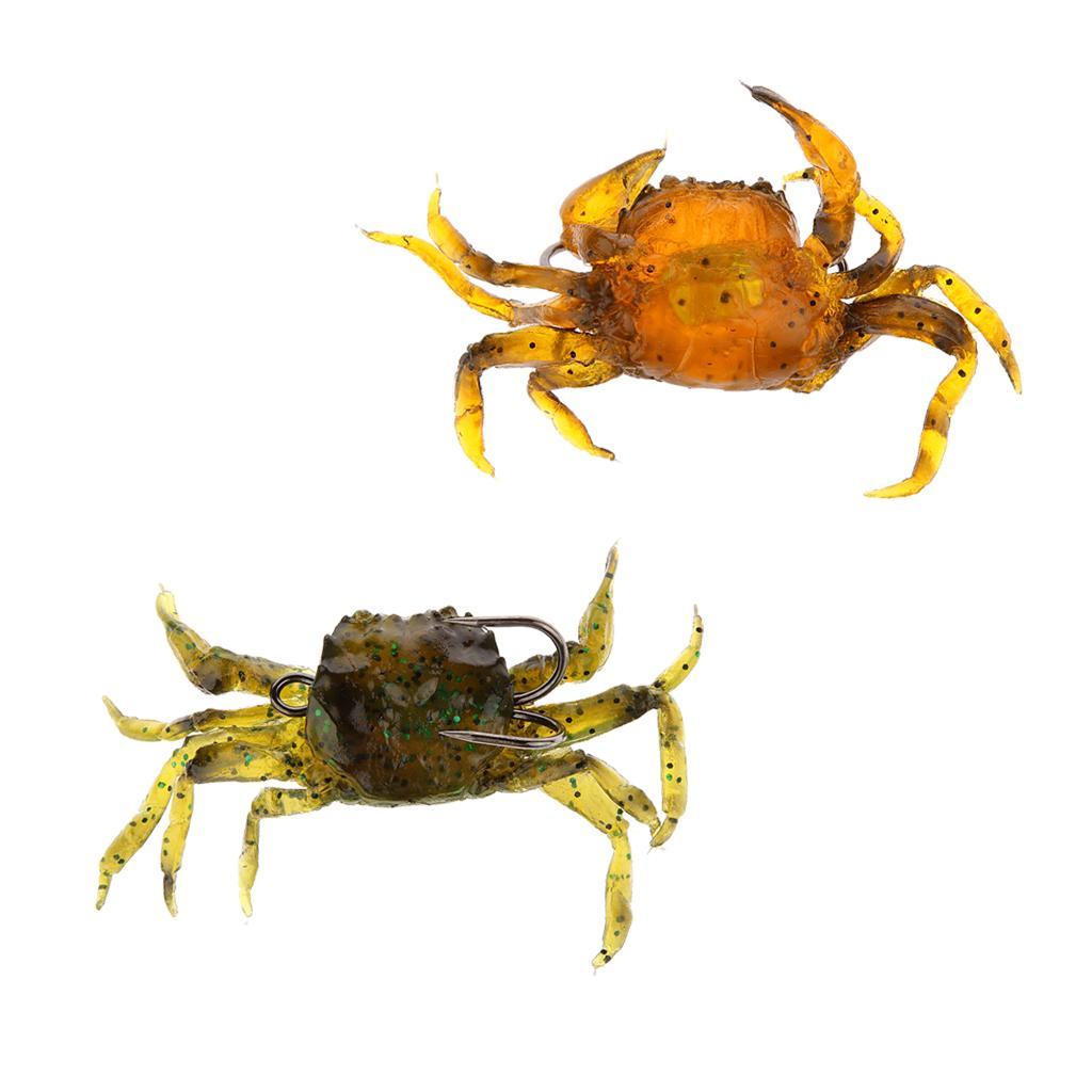 2 Pieces Artificial Crabs Fishing Lures Soft Fishing Baits 3D Simulation Baits