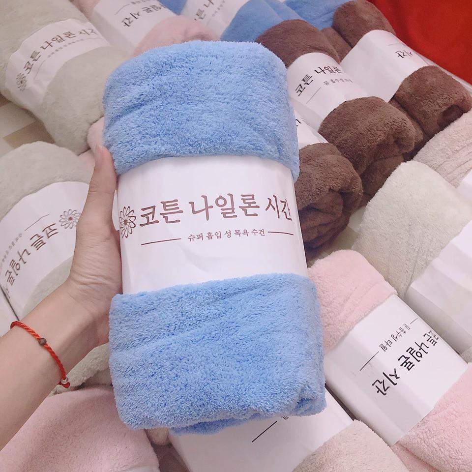 Khăn tắm Hàn Quốc 70*140cm chất lông cừu chuẩn - Khăn tắm siêu mềm Hàn Quốc Khổ lớn chất khăn mịn, thấm hút dễ dàng