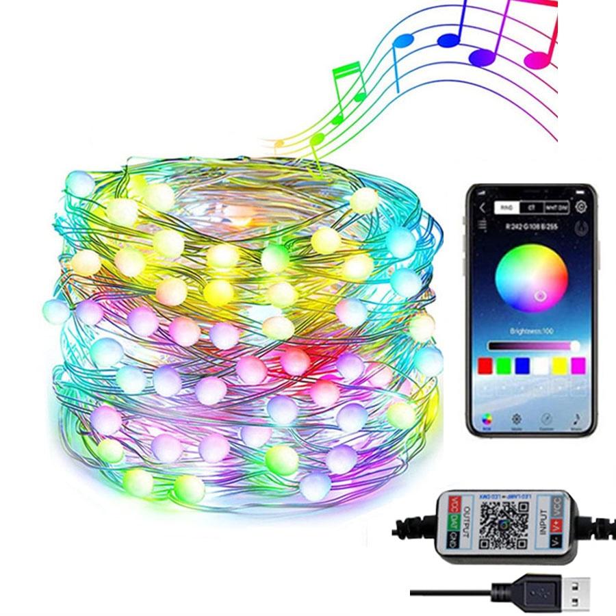 Dây Đèn Led RGB 10M Kết Nối Bluetooth Điều Khiển Bằng Ứng Dụng Thông Minh Trang Trí Giáng Sinh