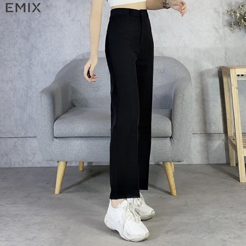 Quần tây nữ ống suông EMIX . dáng dài 100cm, cạp cao, khóa giữa, chất tuyết mưa mềm mịn, ít nhăn