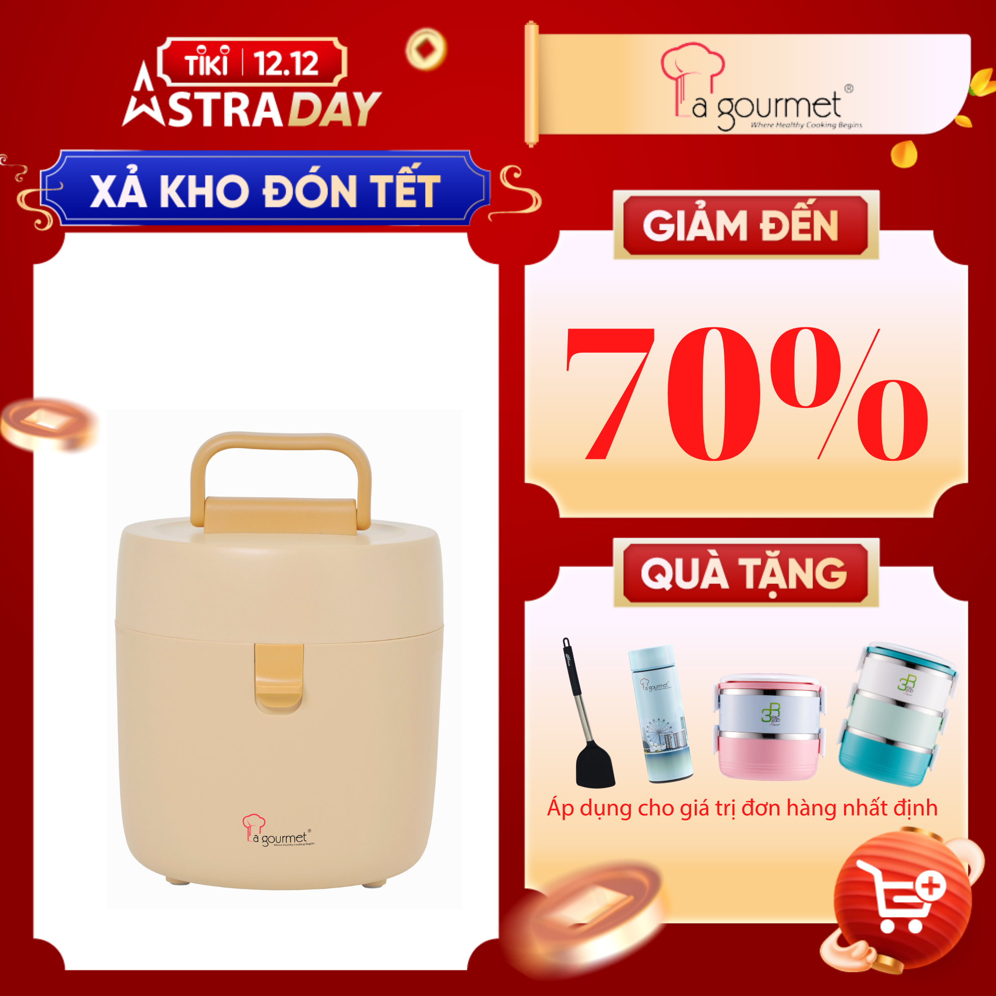 Nồi ủ chân không - nấu chậm cao cấp La gourmet 2.5L màu cam - 397621 (bảo hành 1 năm)