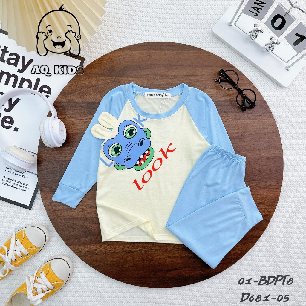 Đồ bộ ngủ, bộ ngủ dài tay cho bé họa tiết đáng yêu size 5-28kg chất cotton mềm mịn mát