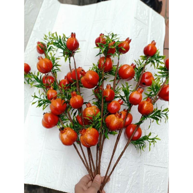 Cành lựu 4quả kèm lá cao 60cm-Quả giả