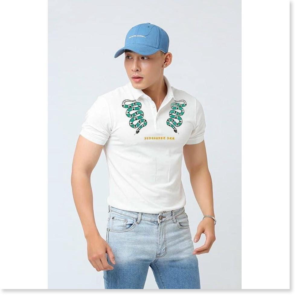 ÁO THUN CỔ TRỤ NAM,THIẾT KẾ HỌA TIẾT SIÊU NGẦU,CHẤT LIỆU VÃI THOÁNG MÁT LANA FASHION