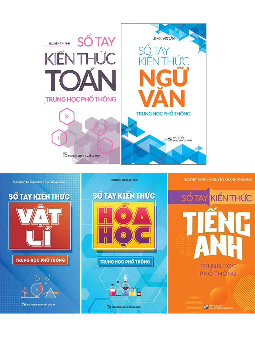 Combo Sổ Tay Kiến Thức: Toán + Ngữ Văn + Tiếng Anh + Vật Lý + Hóa Học Trung Học Phổ Thông _ML