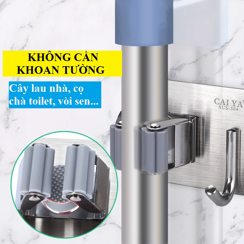Móc Treo Cây Lau Nhà, Móc Treo Chổi, Vòi Hoa Sen, Cọ Chà Toilet...Móc Dán Tường Không Cần Khoan
