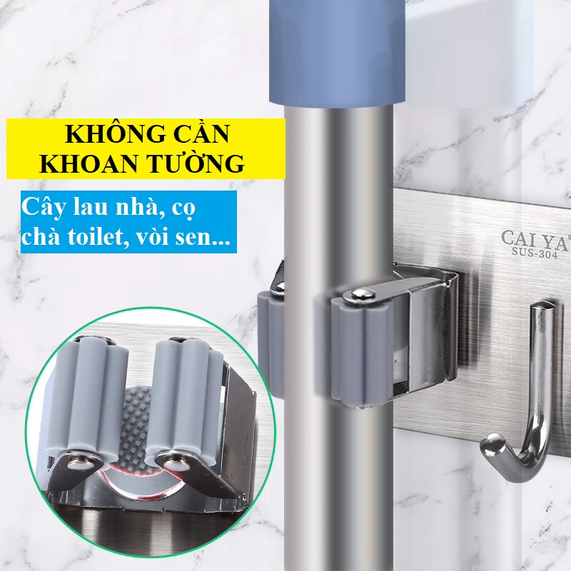 [INOX 304] Móc Treo Cây Lau Nhà, Móc Treo Chổi, Vòi Hoa Sen, Cọ Chà Toilet...Móc Dán Tường Không Cần Khoan