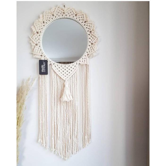 gương soi trang trí treo tường gương phôi bỉ macrame mirror