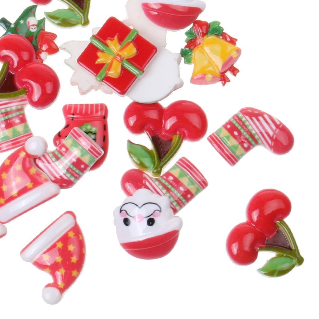 10 Pieces Mixed Enamel Christmas Charms Pendants DIY Xmas Jewelry Gifts Decorations &amp; 50 Pieces Assorted Resin Flatback Cabochons Christmas Beads Embellishments for DIY Crafts