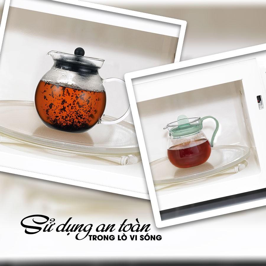 Bình trà thủy tinh Iwaki 400ml - xanh dương
