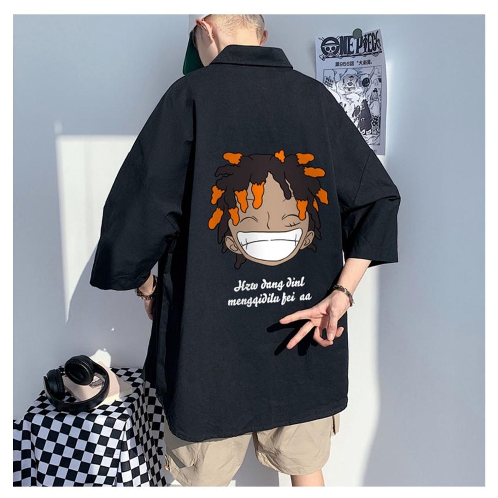 Áo sơ mi oversize from rộng tay lỡ unisex nam nữ , sơ mi nam nữ vải voan lụa mịn mát free size in tóc xoăn