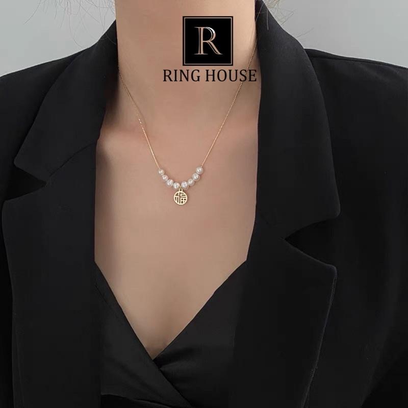 Dây Chuyền Nữ Titan Không Gỉ Rỉ Hạnh Phúc Hạt Trai