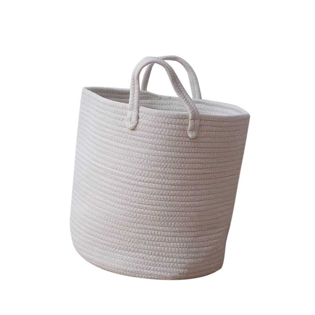 Cotton Woven Storage Baskets Cotton Rope Handle Basket Kids Toys Basket Laundry Hamper